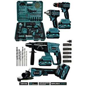 21v 4'lü Set Taşlama - Somun Sıkma Sökme - Akülü Vidalama - Kırıcı Delici Hilti