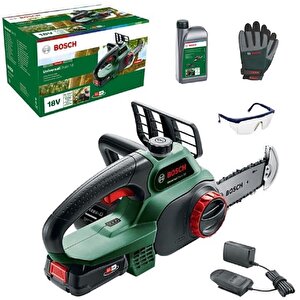 Universalchain 18 Akülü Zincirli Ağaç Kesme Makinesi + Zincir Yağı + Gözlük + Bahçe Eldiveni