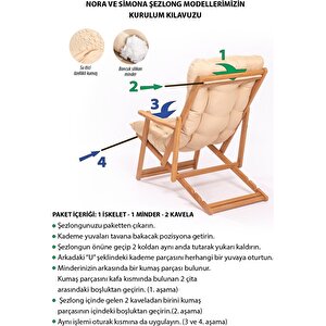 Simona Grand Şezlong 2+1 Ahşap Bahçe Balkon Teras Mobilyası Katlanır Set - Sarı Minder