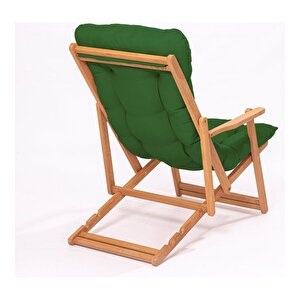 Simona Grand Şezlong 2+1 Ahşap Bahçe Balkon Teras Katlanır Set Yeşil Minder