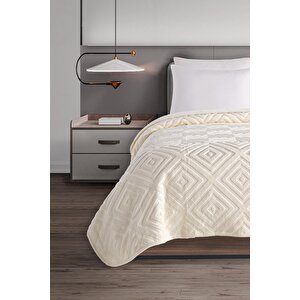 Belura | Çift Kişilik Emboss Battaniye & Yatak Örtüsü | Ekstra Yumuşak | 200x220 1140 Krem