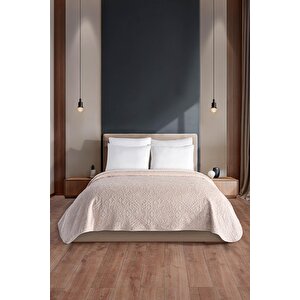 Tulia | Battal Boy Çift Kişilik Emboss Battaniye & Yatak Örtüsü | Ekstra Yumuşak | 220x240 5287 Açık Vizon