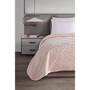 Belura | Battal Boy Çift Kişilik Emboss Battaniye & Yatak Örtüsü | Ekstra Yumuşak | 220x240 5287 Açık Vizon