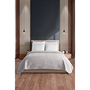 Tulia | Battal Boy Çift Kişilik Emboss Battaniye & Yatak Örtüsü | Ekstra Yumuşak | 220x240 4253 Gri