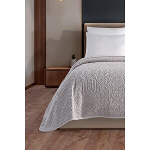 Tulia | Battal Boy Çift Kişilik Emboss Battaniye & Yatak Örtüsü | Ekstra Yumuşak | 220x240 4253 Gri