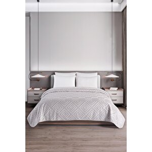 Belura | Battal Boy Çift Kişilik Emboss Battaniye & Yatak Örtüsü | Ekstra Yumuşak | 220x240 4253 Gri