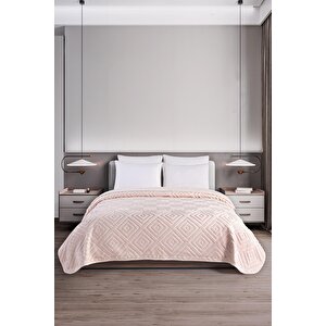 Belura | Çift Kişilik Emboss Battaniye & Yatak Örtüsü | Ekstra Yumuşak | 200x220 5287 Açık Vizon