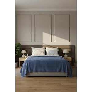 Pufina | Çift Kişilik Tavşan Tüyü Dokulu Peluş Battaniye & Yatak Örtüsü | 200x220 Indigo Mavi