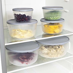 Yuvarlak Saklama Kabı – Kapaklı – Şeffaf, Bpa’sız, Sızdırmaz, Gri, 3 Litre 3 Litre Gri