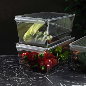 Kapaklı Buzdolabı Düzenleyici – Şeffaf, Kırılmaz Ve Çizilmez, Xl Xl