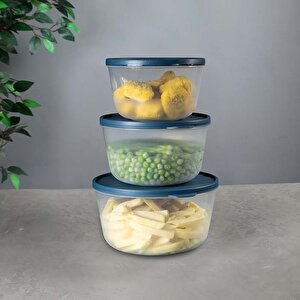 Yuvarlak Saklama Kabı – Kapaklı – Şeffaf, Bpa’sız, Sızdırmaz, Lacivert, 2.2 Litre 2.2 Litre Lacivert