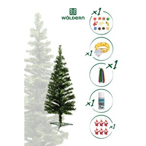 Luxury 60 Cm Yılbaşı Çam Ağaç Seti 5 Metre Peri Ledli Ve Yılbaşı Süsleri Paketi Kar Spreyi