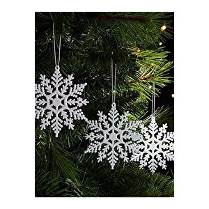 Yılbaşı Çam Ağacı Süsü Simli Kar Tanesi 12li