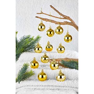 Gold Yılbaşı Çam Ağacı Süsü 4 Cm 12'li