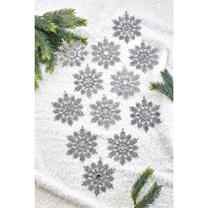 Yılbaşı Çam Ağacı Süsü Simli Kar Tanesi 12li