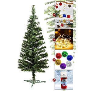 Walke 90 Cm Yılbaşı Çam Ağaç Seti 5 Metre Peri Ledli Ve Yılbaşı Süsleri Paketi Kar Spreyi
