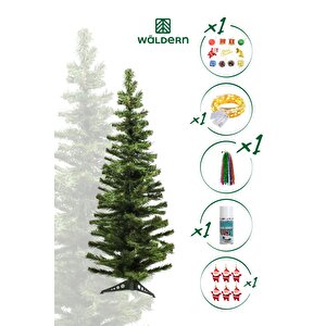 120 Cm Yılbaşı Çam Ağaç Seti 5 Metre Peri Ledli Ve Yılbaşı Süsleri Paketi Kar Spreyi