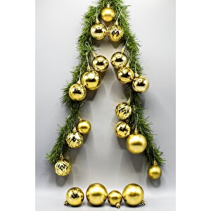 20li Karışık Desenli Yılbaşı Süsü Gold Cici Top