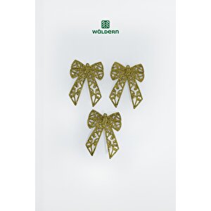 3lü Simli Kurdela Yılbaşı Çam Ağacı Süsü 14*11cm