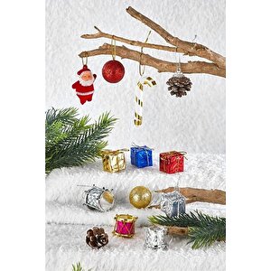 Yılbaşı Çam Ağacı 12 Parça Kozalaklı Karışık Süs Paketi