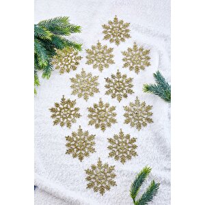 Yılbaşı Çam Ağacı Süsü Simli Kar Tanesi 12li