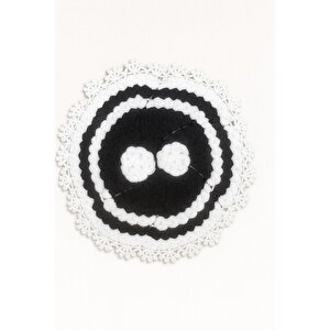 El Örgüsü Banyo Lifi - Damat Bohçası 2\'li Set Çeyizlik, Üçgen Damatlık Üçgen Damatlık Beyaz-Siyah