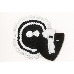 El Örgüsü Banyo Lifi - Damat Bohçası 2\'li Set Çeyizlik, Üçgen Damatlık Üçgen Damatlık Beyaz-Siyah