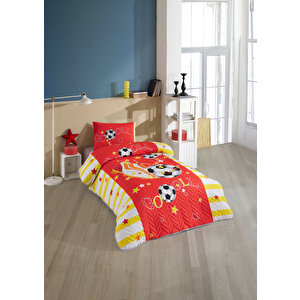 Kri̇stal Legends Kapi̇tone Nevresi̇m, Sari Kirmizi Sari Kirmizi Kırmızı Yazılı