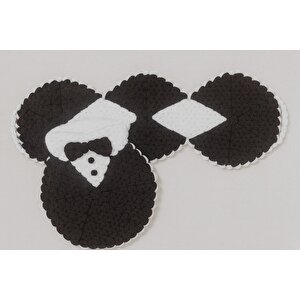 El Örgüsü Banyo Lifi - Damat Bohçası 2\'li Set Çeyizlik, Yuvarlak Damatlık Yuvarlak Damatlık Beyaz Siyah Beyaz