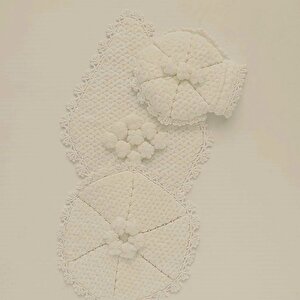 El Örgüsü 3'lü Banyo Lifi - %100 El Yapımı, Doğal, Uzun Ömürlü, Beyaz Beyaz