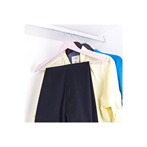 3'lü Ahşap Görünümlü Plastik Elbise Askısı, Beyaz Beyaz