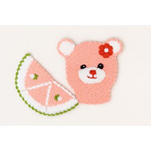 El Örgüsü Banyo Lifi - %100 El Yapımı, Doğal, Uzun Ömürlü, Pembe Ayıcık Desenli Pembe Ayıcık Desenli Açık Pembe