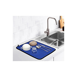 Bulaşık Kurutma Matı Bulaşık Matı 35x45, Mavi Mavi