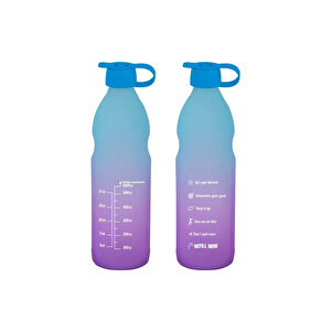 1 Lt Motivasyon Su Matarası Cam Su Şişesi 1000 Ml, Mavi Mavi Mavi