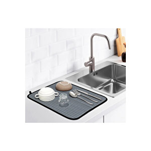 Bulaşık Kurutma Matı Bulaşık Matı 35x45, Gri Gri