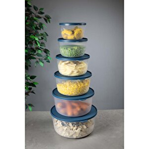 6’lı Yuvarlak Saklama Kabı Seti – Kırılmaz, Çizilmez, Sızdırmaz, Lacivert Lacivert Lacivert