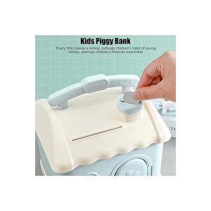 Büyük Boy Anahtarlı Kumbara Evi - Ev Şeklinde Para Kutusu - Mavi Pembe Renk Seçenekli, Pembe