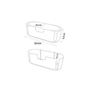 Siyah Kablo Düzenleyici Çoklu Priz Kutusu Kablo Organizer