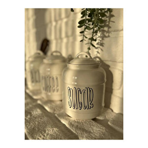 3'lü Porselen 1400ml Tea/coffee/sugar Kavanoz Seti