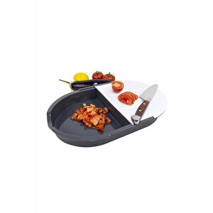 Plastik Kesme Tahtası Süzgeçli Hazneli Doğrama Tahtası Panosu Piknik Salata Seti Panosu