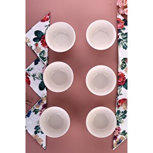 6 Adet Çizgili Kase Seti - Beyaz - Kahvaltılık/çerezlik/sunumluk - Çorba Kasesi