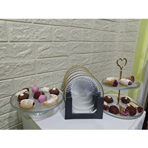 9 Parça Sunum Seti Servis Tabağı Kurabiyelik Kek Sunum Standı