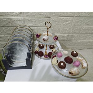 9 Parça Sunum Seti Servis Tabağı Kurabiyelik Kek Sunum Standı