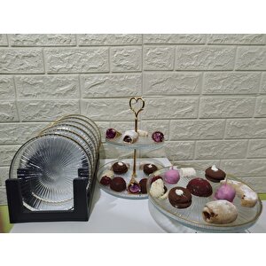 9 Parça Sunum Seti Servis Tabağı Kurabiyelik Kek Sunum Standı