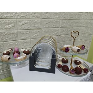 9 Parça Sunum Seti Servis Tabağı Kurabiyelik Kek Sunum Standı