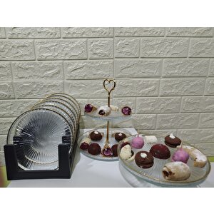 9 Parça Sunum Seti Servis Tabağı Kurabiyelik Kek Sunum Standı