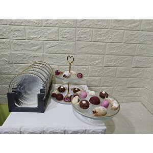 9 Parça Sunum Seti Servis Tabağı Kurabiyelik Kek Sunum Standı