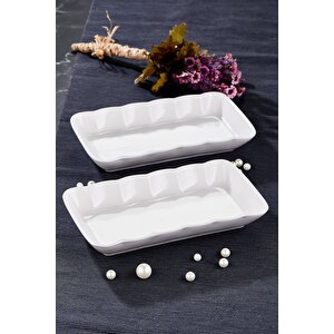 1. Sınıf Seramik 4 Adet Salata Tabağı Sunum Kayık Tabak Damla Serisi Sunum Tabağı