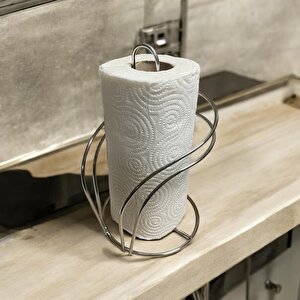 Gümüş Renkli Metal Kağıt Havluluk - Tezgah Üstü - Mutfak/banyo - Spiral Tasarım