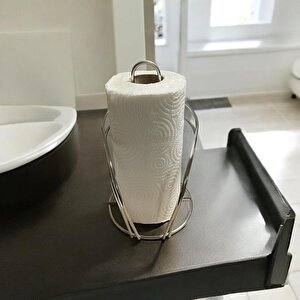 Gümüş Renkli Metal Kağıt Havluluk - Tezgah Üstü - Mutfak/banyo - Spiral Tasarım